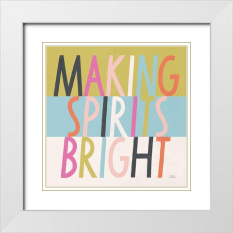 Bright Christmas Wishes I White Modern Wood Framed Art Print with Double Matting by Marshall, Laura