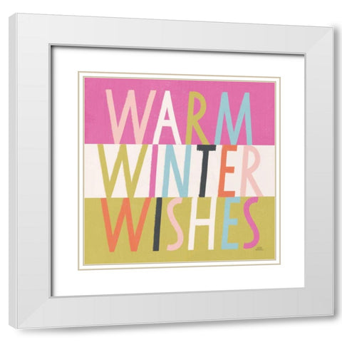 Bright Christmas Wishes IV White Modern Wood Framed Art Print with Double Matting by Marshall, Laura