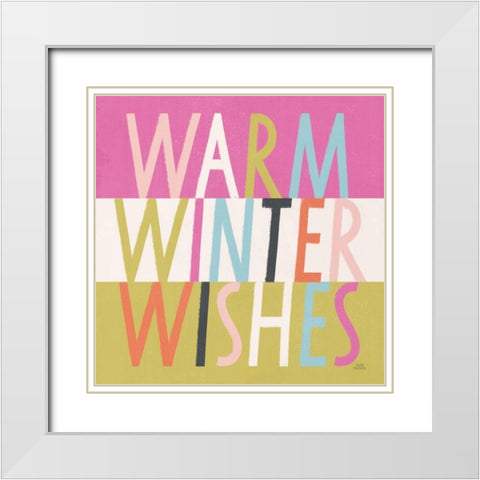 Bright Christmas Wishes IV White Modern Wood Framed Art Print with Double Matting by Marshall, Laura