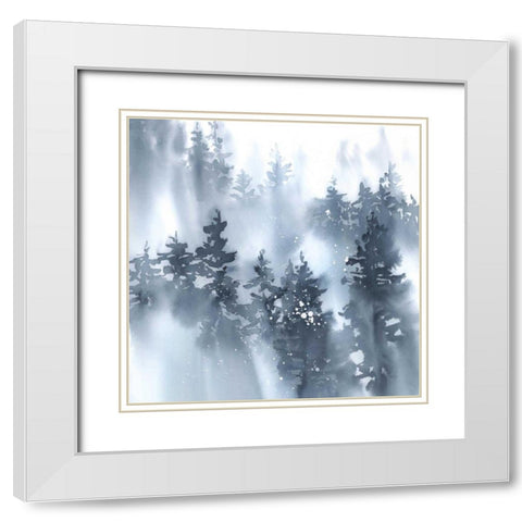 Misty Forest I White Modern Wood Framed Art Print with Double Matting by Pete, Katrina