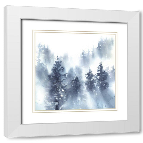 Misty Forest II White Modern Wood Framed Art Print with Double Matting by Pete, Katrina