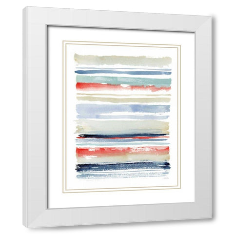 Nautical Stripes White Modern Wood Framed Art Print with Double Matting by Pete, Katrina