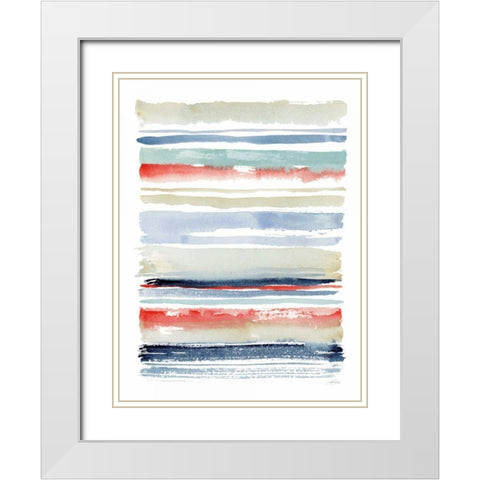 Nautical Stripes White Modern Wood Framed Art Print with Double Matting by Pete, Katrina