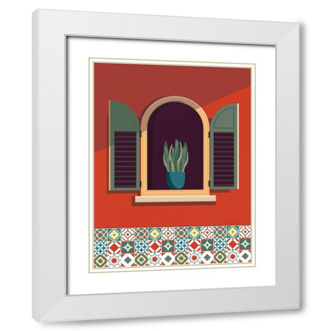 Window Lisboa Sage White Modern Wood Framed Art Print with Double Matting by Escalante, Omar