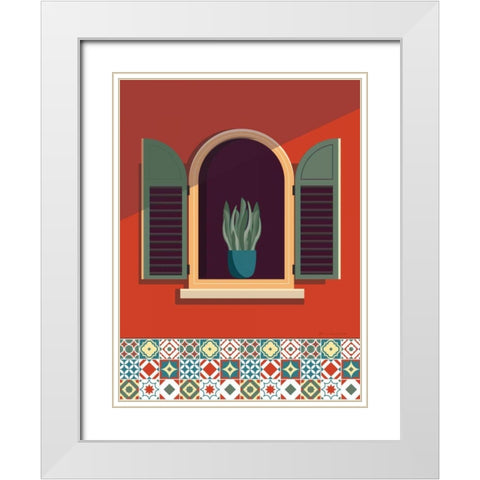 Window Lisboa Sage White Modern Wood Framed Art Print with Double Matting by Escalante, Omar