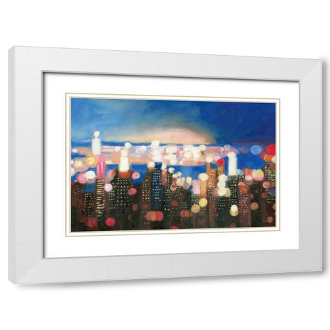 City Lights White Modern Wood Framed Art Print with Double Matting by Wiens, James