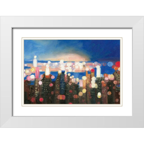 City Lights White Modern Wood Framed Art Print with Double Matting by Wiens, James