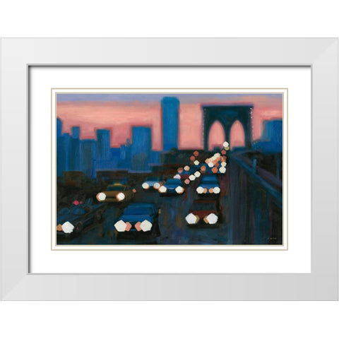 Brooklyn Bridge Evening White Modern Wood Framed Art Print with Double Matting by Wiens, James