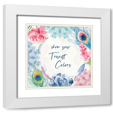 Peacock Glory VIII White Modern Wood Framed Art Print with Double Matting by June, Dina