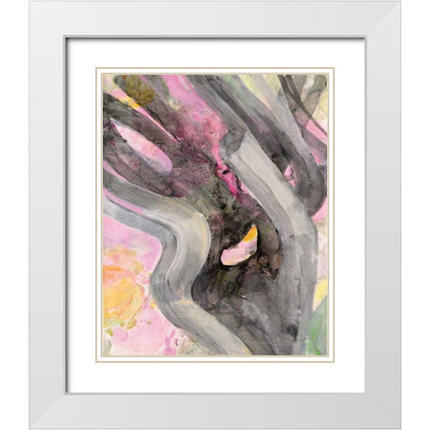 Branching Out II White Modern Wood Framed Art Print with Double Matting by Hristova, Albena