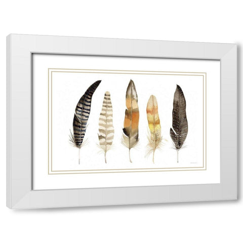 Natural Feathers White Modern Wood Framed Art Print with Double Matting by McKenna, Kathleen Parr