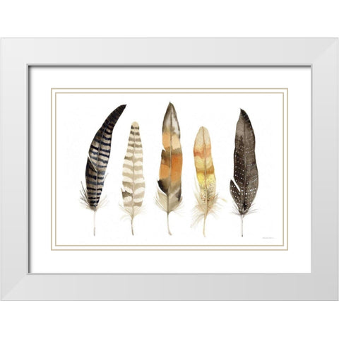 Natural Feathers White Modern Wood Framed Art Print with Double Matting by McKenna, Kathleen Parr