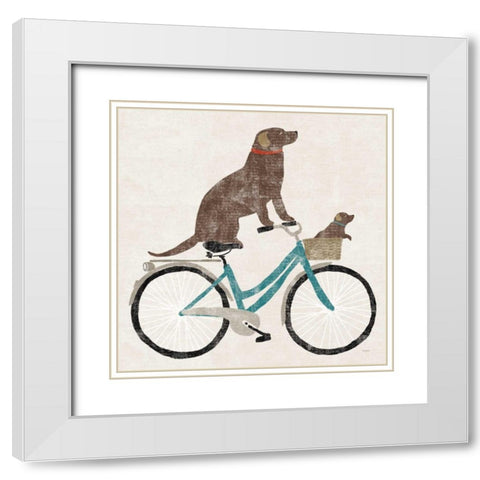 Lab Ride White Modern Wood Framed Art Print with Double Matting by Schlabach, Sue