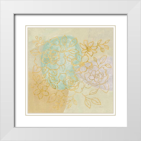 Mid Mod Sophisticated Floral I White Modern Wood Framed Art Print with Double Matting by Vassileva, Silvia
