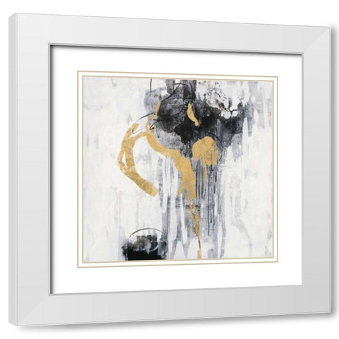 Golden Rain I White Modern Wood Framed Art Print with Double Matting by Vassileva, Silvia