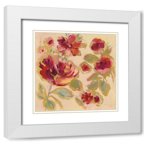Gilded Loose Floral I White Modern Wood Framed Art Print with Double Matting by Vassileva, Silvia