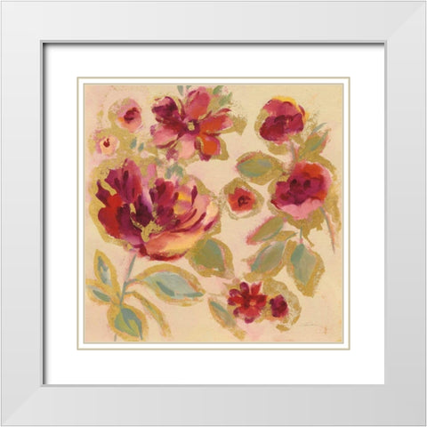 Gilded Loose Floral I White Modern Wood Framed Art Print with Double Matting by Vassileva, Silvia