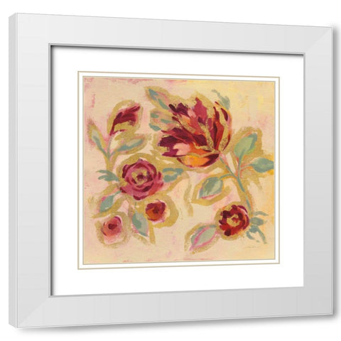 Gilded Loose Floral II White Modern Wood Framed Art Print with Double Matting by Vassileva, Silvia
