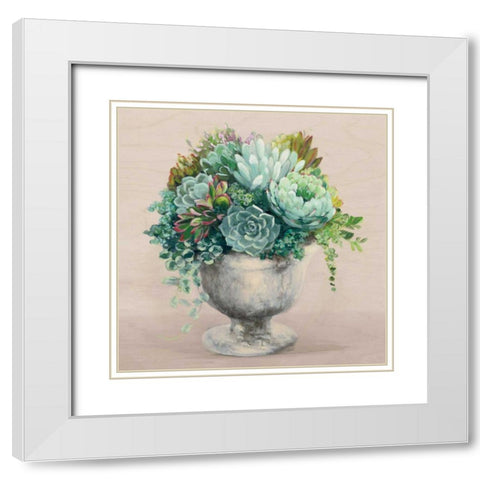 Festive Succulents I Blush White Modern Wood Framed Art Print with Double Matting by Purinton, Julia