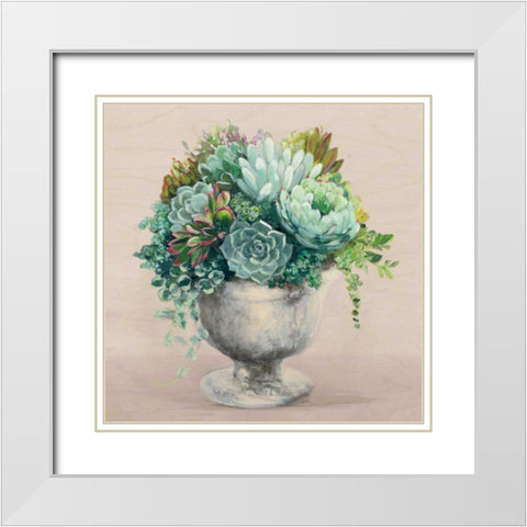 Festive Succulents I Blush White Modern Wood Framed Art Print with Double Matting by Purinton, Julia
