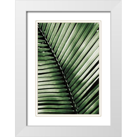 Palm Frond I Green White Modern Wood Framed Art Print with Double Matting by Van Swearingen, Debra