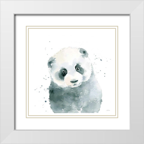 Panda Cub White Modern Wood Framed Art Print with Double Matting by Pete, Katrina