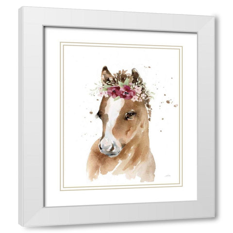 Floral Pony White Modern Wood Framed Art Print with Double Matting by Pete, Katrina