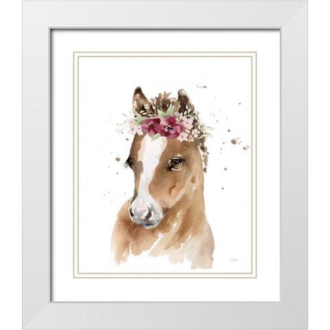 Floral Pony White Modern Wood Framed Art Print with Double Matting by Pete, Katrina