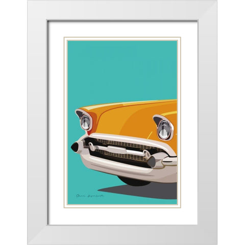 Vintage Car II White Modern Wood Framed Art Print with Double Matting by Escalante, Omar