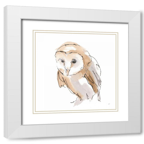 Barn Owl I White Modern Wood Framed Art Print with Double Matting by Paschke, Chris