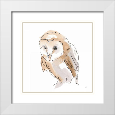 Barn Owl I White Modern Wood Framed Art Print with Double Matting by Paschke, Chris