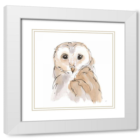 Barn Owl II White Modern Wood Framed Art Print with Double Matting by Paschke, Chris