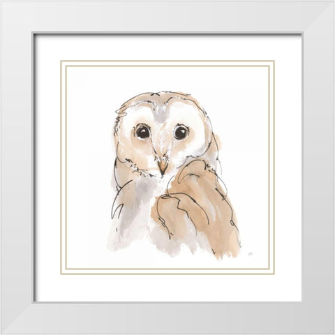 Barn Owl II White Modern Wood Framed Art Print with Double Matting by Paschke, Chris