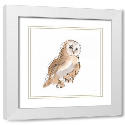 Barn Owl IV White Modern Wood Framed Art Print with Double Matting by Paschke, Chris