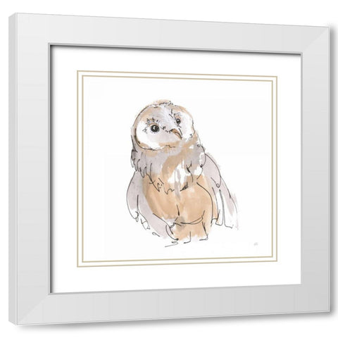 Barn Owl V White Modern Wood Framed Art Print with Double Matting by Paschke, Chris