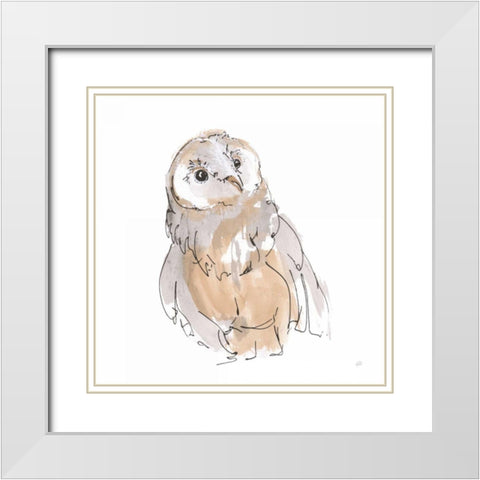 Barn Owl V White Modern Wood Framed Art Print with Double Matting by Paschke, Chris