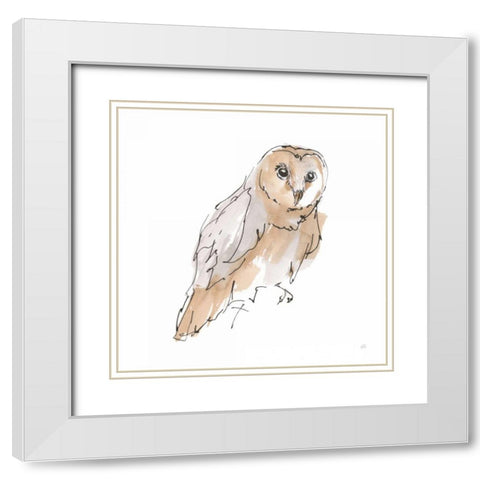 Barn Owl VI White Modern Wood Framed Art Print with Double Matting by Paschke, Chris