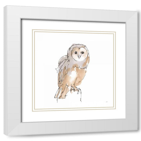 Barn Owl VIII White Modern Wood Framed Art Print with Double Matting by Paschke, Chris