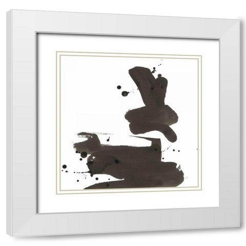 Ink Drops III White Modern Wood Framed Art Print with Double Matting by Paschke, Chris