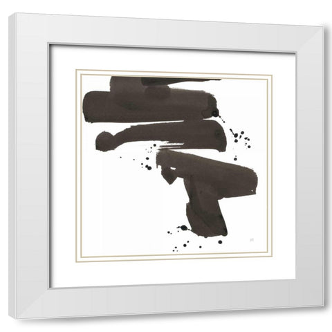 Ink Drops IV White Modern Wood Framed Art Print with Double Matting by Paschke, Chris