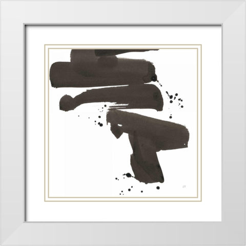 Ink Drops IV White Modern Wood Framed Art Print with Double Matting by Paschke, Chris