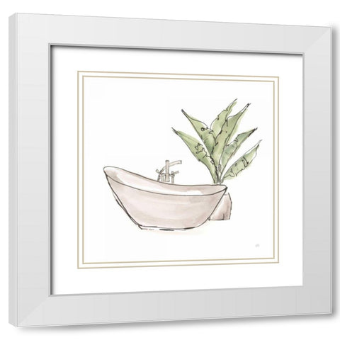 Neutral Tub VI White Modern Wood Framed Art Print with Double Matting by Paschke, Chris