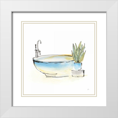 Tub VII White Modern Wood Framed Art Print with Double Matting by Paschke, Chris