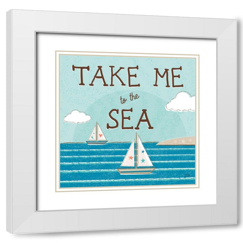 Sea and Me I White Modern Wood Framed Art Print with Double Matting by Averinos, Melissa