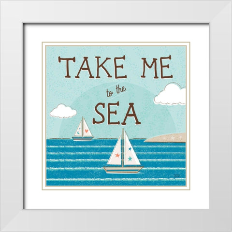 Sea and Me I White Modern Wood Framed Art Print with Double Matting by Averinos, Melissa