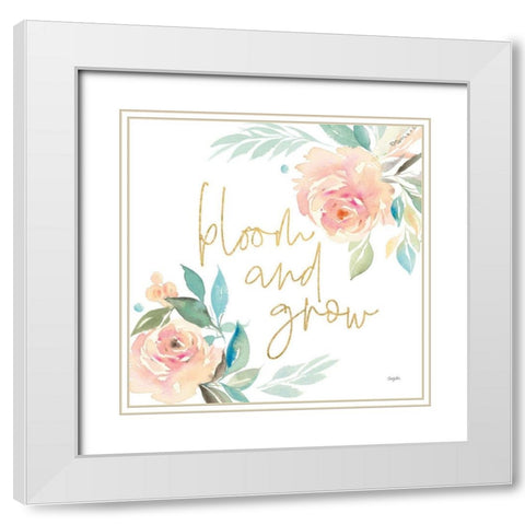 Watercolor Blossom V White Modern Wood Framed Art Print with Double Matting by Rice, Kristy