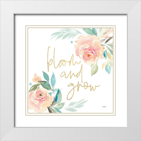 Watercolor Blossom V White Modern Wood Framed Art Print with Double Matting by Rice, Kristy