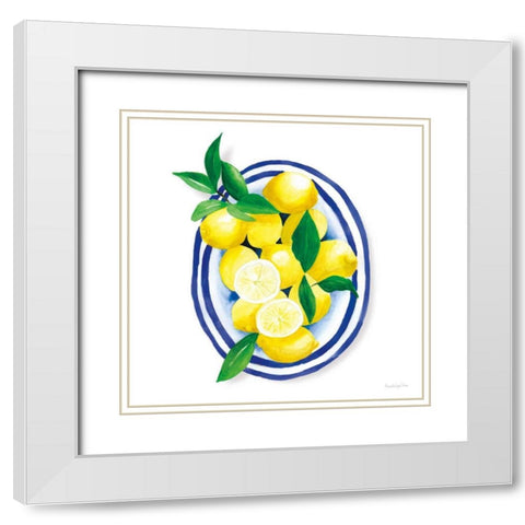 Spanish Lemons I White Modern Wood Framed Art Print with Double Matting by Charro, Mercedes Lopez