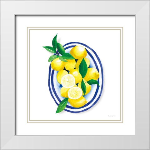 Spanish Lemons I White Modern Wood Framed Art Print with Double Matting by Charro, Mercedes Lopez