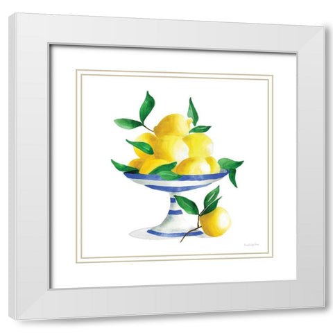 Spanish Lemons II White Modern Wood Framed Art Print with Double Matting by Charro, Mercedes Lopez